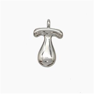 Copper Letter-T Pendant Platinum Plated, approx 10-12mm