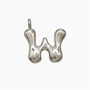 Copper Letter-W Pendant Platinum Plated, approx 10-12mm