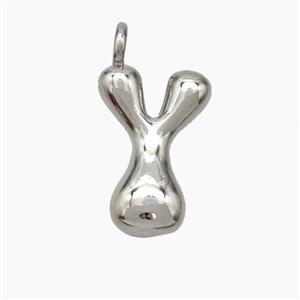 Copper Letter-Y Pendant Platinum Plated, approx 10-12mm