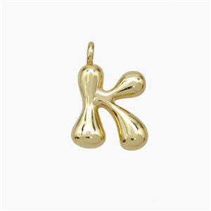 Copper Letter-K Pendant Gold Plated, approx 10-12mm