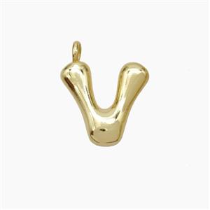 Copper Letter-V Pendant Gold Plated, approx 10-12mm