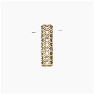 Copper Letter-I Pendant Pave Zirconia Gold Plated, approx 10-13mm