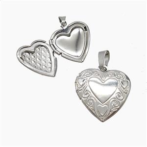 Copper Heart Locket Pendant Platinum Plated, approx 19mm