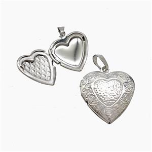 Copper Heart Locket Pendant Platinum Plated, approx 19mm