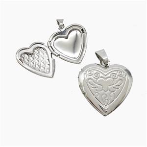Copper Heart Locket Pendant Platinum Plated, approx 19mm