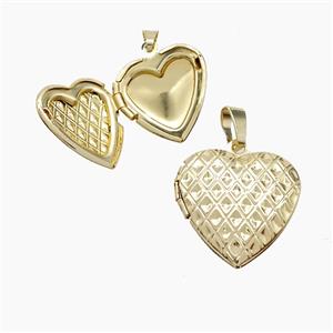 Copper Heart Locket Pendant Gold Plated, approx 19mm