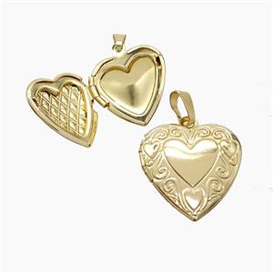 Copper Heart Locket Pendant Gold Plated, approx 19mm