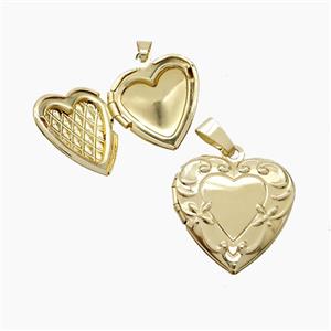 Copper Heart Locket Pendant Gold Plated, approx 19mm
