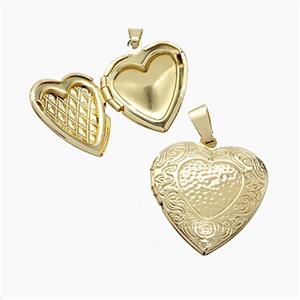 Copper Heart Locket Pendant Gold Plated, approx 19mm
