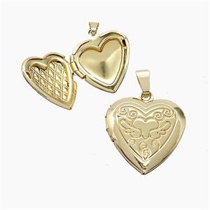 Copper Heart Locket Pendant Gold Plated, approx 19mm
