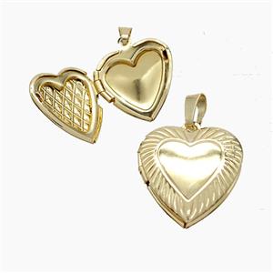 Copper Heart Locket Pendant Gold Plated, approx 19mm
