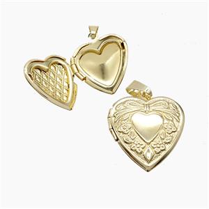 Copper Heart Locket Pendant Gold Plated, approx 19mm