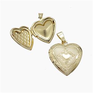 Copper Heart Locket Pendant Gold Plated, approx 19mm