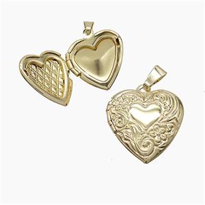 Copper Heart Locket Pendant Gold Plated, approx 19mm