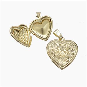 Copper Heart Locket Pendant Gold Plated, approx 19mm