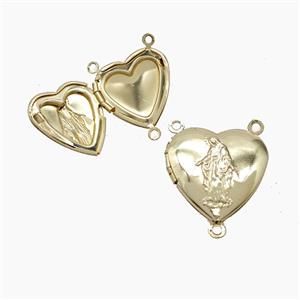 Copper Heart Locket Pendant Jesus 3loops Gold Plated, approx 19mm