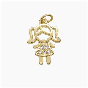 Copper Kids Girls Pendant Pave Zirconia 18K Gold Plated, approx 13-16mm