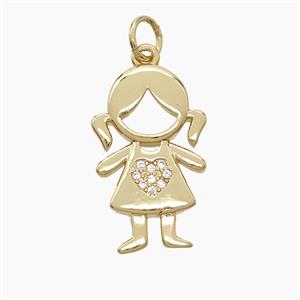 Copper Kids Girls Pendant Pave Zirconia 18K Gold Plated, approx 12-20mm