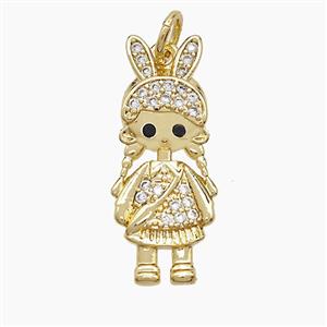 Copper Kids Girls Pendant Pave Zirconia 18K Gold Plated, approx 9-23mm