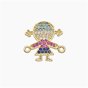 Copper Kids Girls Connector Pave Zirconia 18K Gold Plated, approx 15mm