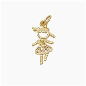 Copper Kids Girls Pendant Pave Zirconia 18K Gold Plated, approx 9-15mm