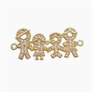 Copper Kids Family Pendant Pave Zirconia 18K Gold Plated, approx 13-25mm