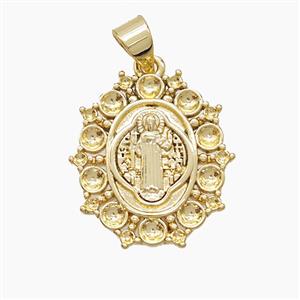 Copper Saint Jude Pendant 18K Gold Plated, approx 17-19mm