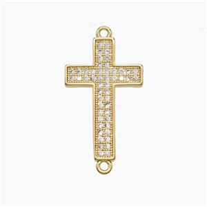 Copper Cross Connector Pave Zirconia 18K Gold Plated, approx 14-23mm