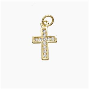 Copper Cross Pendant Pave Zirconia 18K Gold Plated, approx 8-12mm