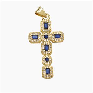 Copper Cross Pendant Pave Zirconia Crystal Glass 18K Gold Plated, approx 17-28mm