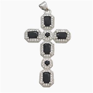 Copper Cross Pendant Pave Zirconia Crystal Glass Platinum Plated, approx 26-42mm