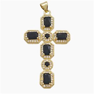 Copper Cross Pendant Pave Zirconia Crystal Glass 18K Gold Plated, approx 26-42mm