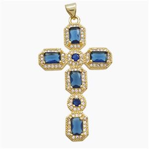 Copper Cross Pendant Pave Zirconia Crystal Glass 18K Gold Plated, approx 26-42mm