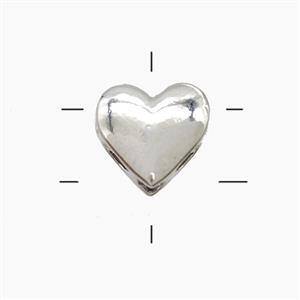 Copper Heart Beads 2holes Platinum Plated, approx 7-9.5mm