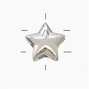Copper Star Beads 2holes Platinum Plated, approx 7-9.5mm