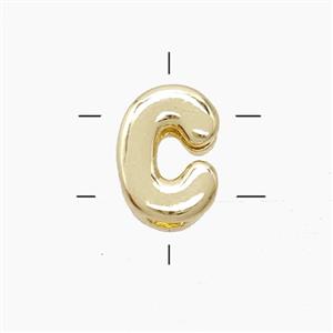Copper Letter-C Beads 2holes Gold Plated, approx 7-9.5mm