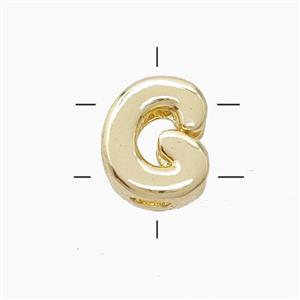Copper Letter-G Beads 2holes Gold Plated, approx 7-9.5mm