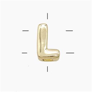 Copper Letter-L Beads 2holes Gold Plated, approx 7-9.5mm