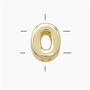 Copper Letter-O Beads 2holes Gold Plated, approx 7-9.5mm