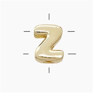 Copper Letter-Z Beads 2holes Gold Plated, approx 7-9.5mm