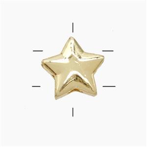 Copper Star Beads 2holes Gold Plated, approx 7-9.5mm