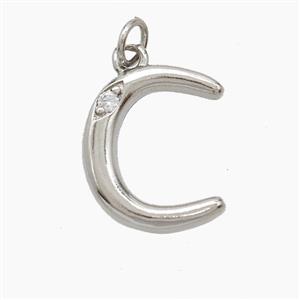 Copper Letter-C Pendant Pave Zirconia Platinum Plated, approx 12-17mm