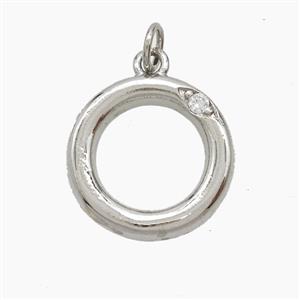 Copper Letter-O Pendant Pave Zirconia Platinum Plated, approx 12-17mm