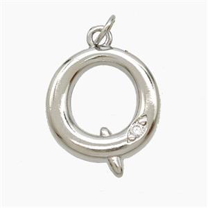 Copper Letter-Q Pendant Pave Zirconia Platinum Plated, approx 12-17mm
