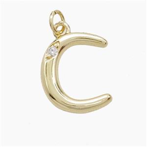 Copper Letter-C Pendant Pave Zirconia Gold Plated, approx 12-17mm