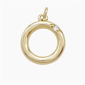 Copper Letter-O Pendant Pave Zirconia Gold Plated, approx 12-17mm