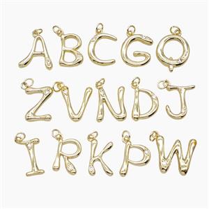 Copper Letters Pendant Pave Zirconia Gold Plated Mixed Alphabets, approx 12-17mm