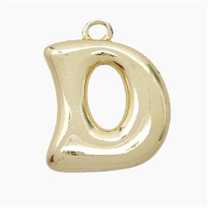 Copper Letter-D Pendant Gold Plated, approx 20-24mm