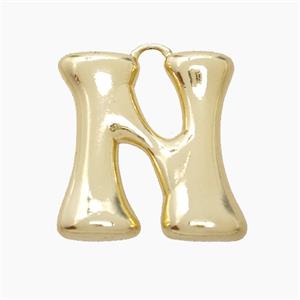 Copper Letter-N Pendant Gold Plated, approx 20-24mm
