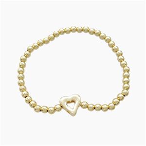 Copper Bracelet With Heart Stretchy Gold Plated, approx 4mm, 8-11mm, 55mm dia